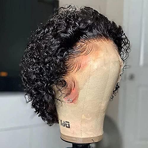 6 inç Pixie Kıvırcık peruk insan saçı Kısa Kıvırcık Tutkalsız dantel ön peruk İnsan Saçı Ön Koparıp, LDYESTİM 13x4