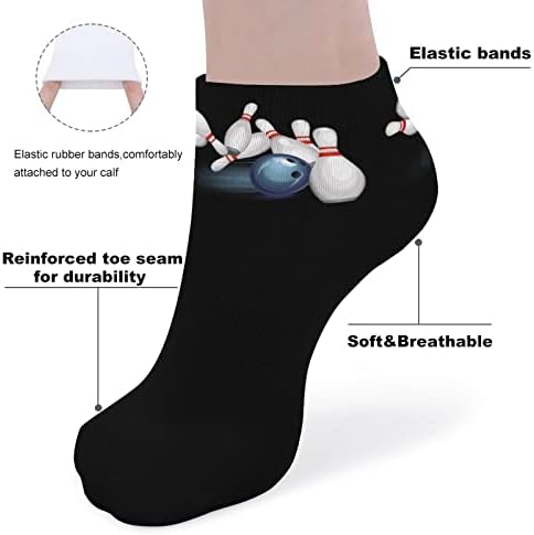 Bowling topu ve Pimleri Ayak Bileği Çorap Düşük Kesim Kaymaz Çorap No Show Spor Tab Çorap Erkekler Kadınlar için