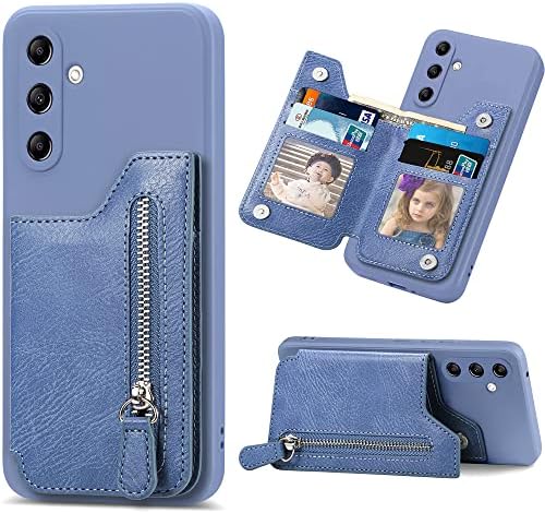 Ysnzaq Fermuar cüzdan samsung kılıfı Galaxy A14 6.6, PU Deri Katlanır manyetik kart tutucu Telefon Kapak ıçin Samsung