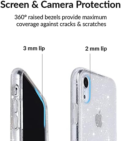 Kadife Havyar ile Uyumlu iPhone XR Durumda Glitter [8ft Damla Test] Şeffaf Koruyucu Kılıflar Kadınlar için-Stardust