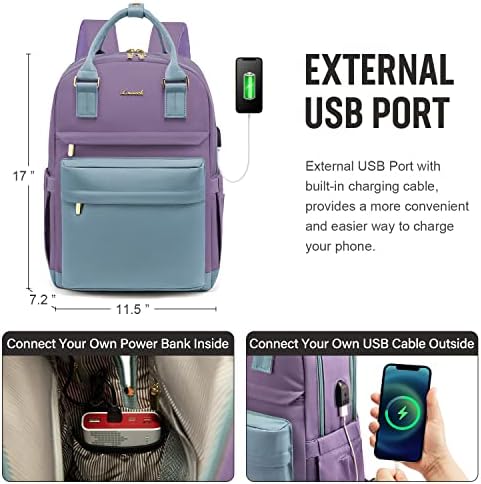 LOVEVOOK Laptop Sırt Çantası Kadınlar için USB Portu ile 15.6 İnç Laptop Çantası, moda Su Geçirmez Sırt Çantaları