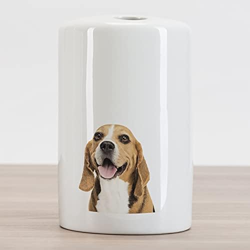 Lunarable Beagle Seramik Diş Fırçası Tutacağı, Kameraya Bakan Mutlu Köpek Tüylü Arkadaş Pençe Evcil Hayvan Sevgilisi