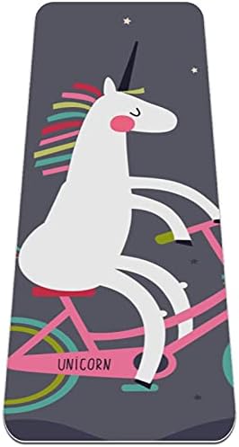 Siebzeh Komik Sevimli Unicorn Rading Bir Bisiklet Premium Kalın Yoga Mat Çevre Dostu Kauçuk Sağlık ve Fitness Kaymaz