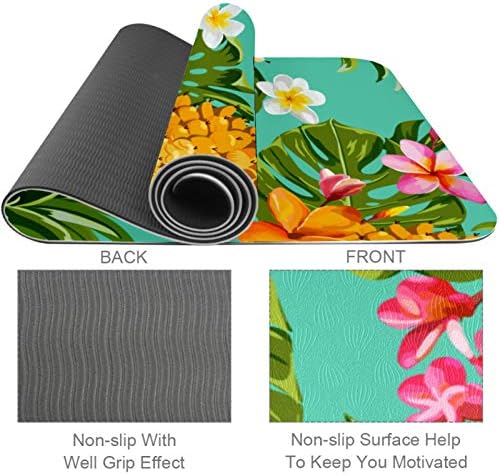 Unicey Kalın Kaymaz Egzersiz ve Fitness 1/4 Yoga mat Tropikal Meyve Çiçek Yaprakları Desen Baskı Yoga Pilates ve Zemin