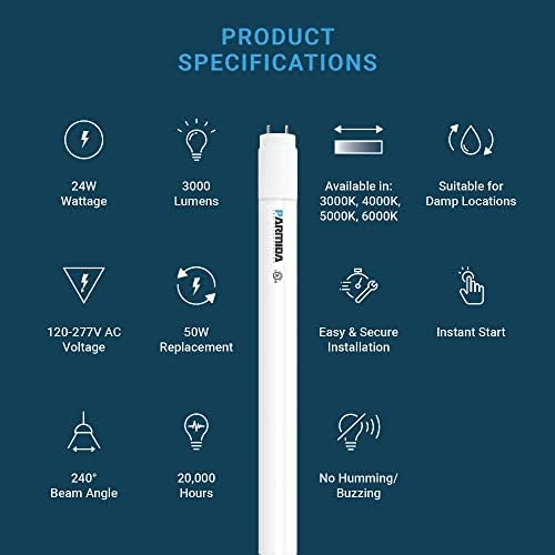 PARMİDA 20-Pack 4FT LED T8 Balast Baypas Tipi B tüp lamba, 24 W, Tek Uçlu ve Çift Uçlu Bağlantı için UL Listesinde,