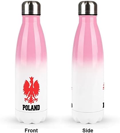 Başar Kartal Crest Polonya Bayrağı 17 oz Spor Su Şişesi Paslanmaz Çelik Vakum Yalıtımlı Kola Şekli Kullanımlık Spor