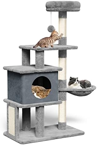 Hawsaiy Kedi Ağacı Kule Evi Kınamak Tırmalama Mobilya Küçük Orta Kedi Yavru Hamak ve Çıkarılabilir Kınamak 44