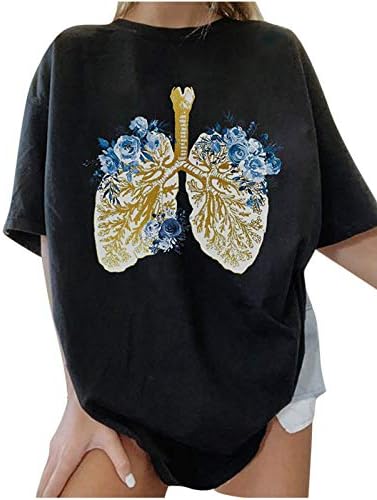 Kadın Yenilik Organ Grafik Üstleri Büyük Boy Kısa Kollu Tees Vintage günlük t-Shirt yuvarlak Boyun Gevşek Fit Bluz