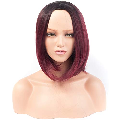 kadın peruk Saç Değiştirme Peruk Moda Sentetik Kısa Saç Cosplay Kırmızı Peruk Düz saç Peruk Moda (Gerilmiş Uzunluk
