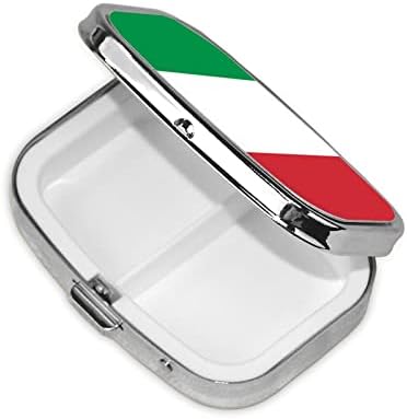 İtalyan Bayrağı Kare Mini Hap Durumda Seyahat Tıp Organizatör Taşınabilir Bölmeleri Metal Hap Kutusu