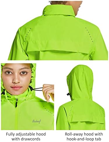BALEAF kadın Koşu yağmurluklar Su Geçirmez Rüzgarlık Rüzgar Geçirmez Hafif Bisiklet Ceketler Yansıtıcı Packable Kapüşonlu