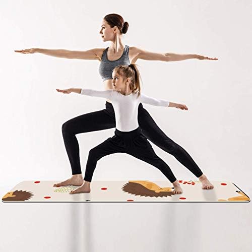 Kalın Kaymaz Egzersiz ve Fitness 1/4 Yoga mat Hayvan Kirpi Baskı Yoga Pilates ve Zemin Fitness Egzersiz (61x183cm)