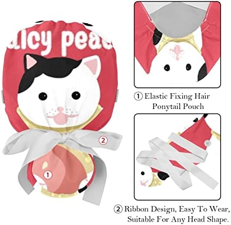Düğme, at kuyruğu tutucu ve ter bandı ile 2 adet sevimli Kitty kediler ve dondurma çalışma kapağı