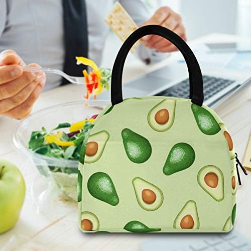 YYZZH Avokado Meyve Baskı Yeşil Yalıtımlı Fermuar Öğle yemeği soğutucu çanta Yemek Hazırlık Çanta öğle yemeği kutu