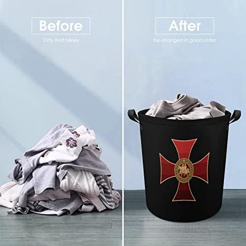Templar Şövalye Logo çamaşır kollu sepet Yuvarlak Katlanabilir çamaşır sepeti Depolama Sepeti Yatak Odası Banyo için