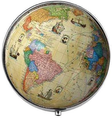 Dünya dünya küre harita fotoğraf cam hap kutusu şeker kutusu moda takı arkadaş hediyeler