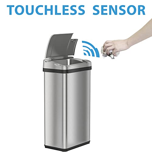 iTouchless Sensörlü Çöp Tenekesi Mutfak Çöp Kovası, 4 Galon, 4 Gal Gümüş