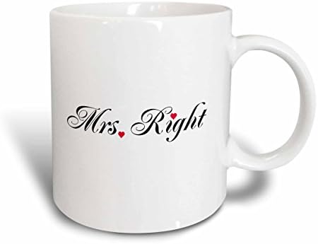 3dRose Mrs Right - romantik çift için Bay ve Bayan hediye setinin bir parçası. - Kupalar (kupa_112877_1)
