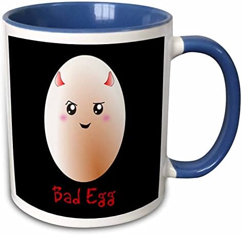 Siyah üzerine 3dRose Komik kötü yumurta anime tarzı-kırmızı ile eğlenceli sevimli kawaii yumurta. - Kupalar (kupa_112853_1)