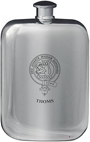 Thoms Aile Crest Tasarım Cep Hip Flask 6 oz Yuvarlak Cilalı Kalay