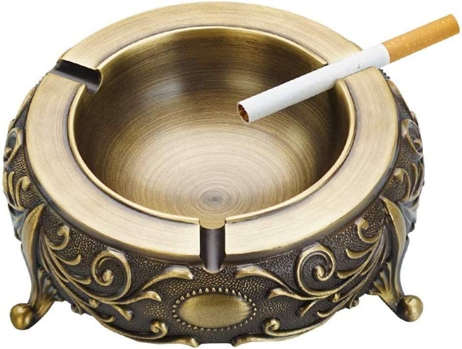 EYEARN Pirinç Küllük,Sigara İç Mekan Dış Mekan Kullanımı için Kabartmalı Çiçekli Vintage Metal Küllük Masa Üstü, Temizlenmesi