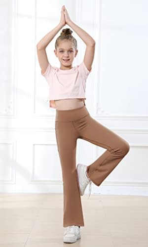 IUGA kızın Yüksek Bel Pantolon Flare Tayt Cepler ile Yoga Dans Tayt Kızlar için Atletik Koşu Pantolon