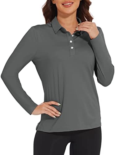 MAGCOMSEN kadın polo gömlekler Uzun Kollu Golf T Shirt Hızlı Kuru UPF 50 + Güneş Koruma Hafif Atletik Tenis Gömlek
