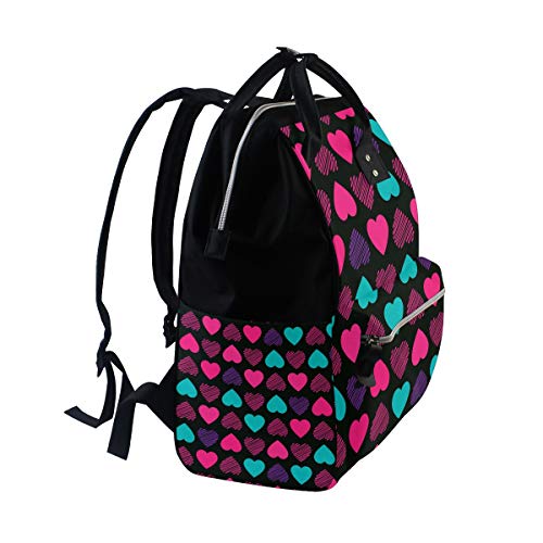 ColourLife bebek bezi çantası Sırt Çantası Renkli Kalpler rahat Sırt çantası Çok Fonksiyonlu Nappy Çantalar