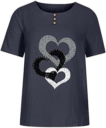 Üst Gömlek Kadınlar için Yaz güz giyimi Moda Kısa Kollu Crewneck Keten Pamuk Grafik Tshirt 7S 7S