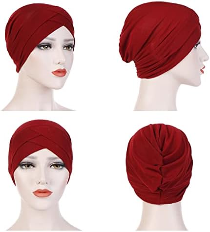 4 Adet Düz Renk Tam Kapak İç Başörtüsü Kapaklar Müslüman Alın Çapraz Türban Streç Başörtüsü Kadınlar için başörtüsü