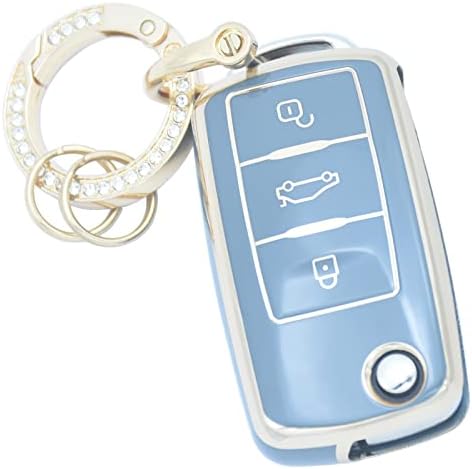 YUBOMT VW Anahtarlık Kapağı, akıllı Araba Anahtarı Kapağı için Anahtarlık ile Volkswagen Beetle Tiguan Jettta Passat
