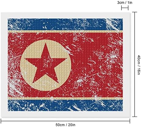 Kuzey Kore Retro Bayrağı Elmas Boyama Kitleri 5D DIY Tam Matkap Taklidi Sanat Duvar Dekor Yetişkinler için 16x 20