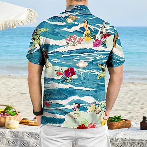 ZDFER Hawaiian Gömlek Erkekler ıçin Kısa Kollu Aloha Plaj Gömlek Tropikal Çiçek Baskı Yaz Casual Düğme Aşağı Gömlek