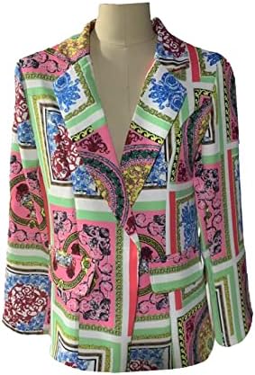 Kadın Çiçek Blazers takım elbise Resmi Rahat Uzun Kollu Çentik Yaka Düğmesi Allover Baskılı Blazer Ceket