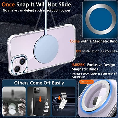 IMBZBK [10 in 1 için iPhone 14 Artı Kılıf Temizle 3 Paket Cam Ekran Koruyucu Aksesuarları ile 3 Paket Kamera Lens