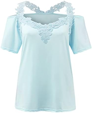 T-Shirt Kazak Tops bluz T dantel Seksi katı Gömlek Casual Bayan kısa kollu kadın T-Shirt
