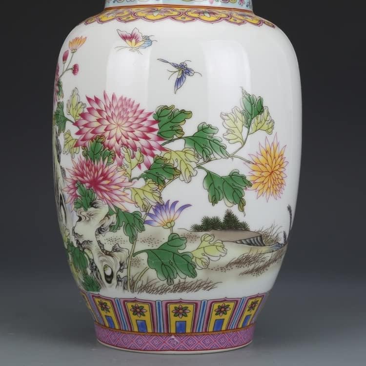 Kalın Emaye Krizantem Kaplı Pot Çay Kavanoz Antika Koleksiyonu Antika Jingdezhen Porselen Süsler
