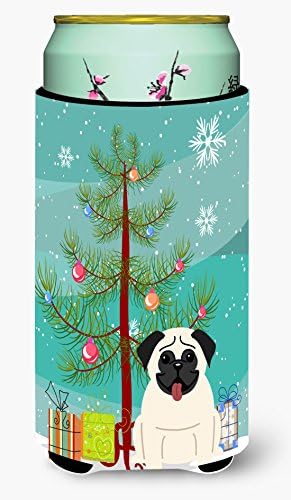 Caroline's Treasures BB4129TBC Merry Christmas Ağacı Pug Krem Uzun Boy Hugger, Soğutucu Kol Hugger Makinede Yıkanabilir