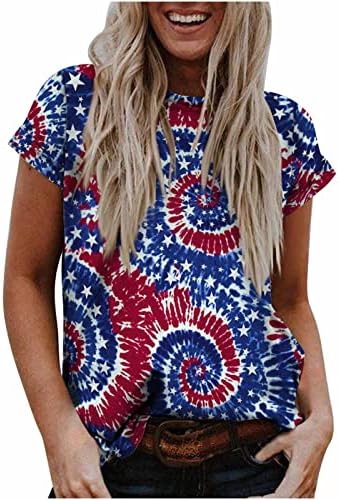 Genç Kız ABD Bayrağı Grafik Bluzlar Tekne boyun Üstleri Gömlek Kısa Kollu Casual Yaz Sonbahar Bluzlar 2023 Elbise