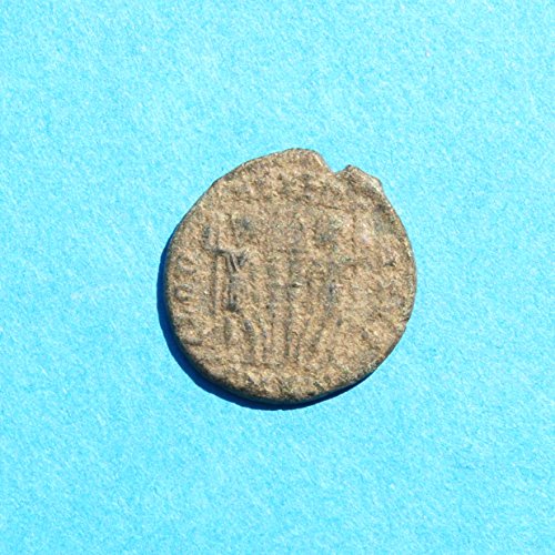 BU Roma I. Konstantin imparatoru MS 306 ila 337, 2 Asker 2 Standart 21 Bronz Sikke Çok İyi